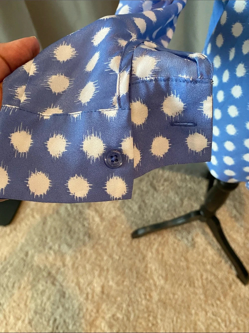 Michael Kors Blue Polka Dot Tie-Front Button-Down Shirt